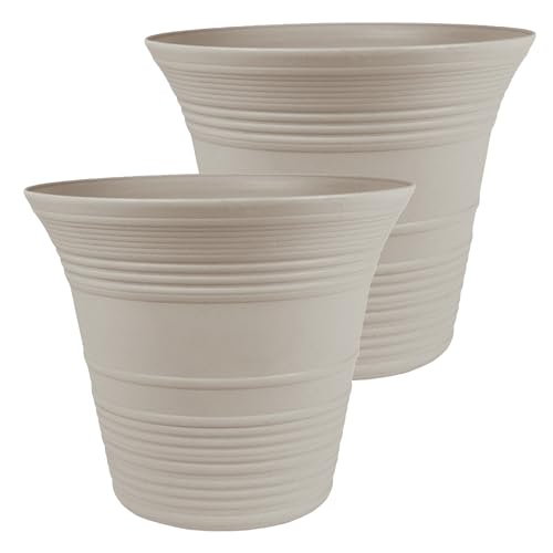 The HC Companies Sedona Self-Watering Planter Pot, 12 Inch, 2-Pack - color: Cottage Stone, size: 12", style: Pack of 2