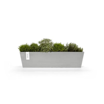 Ecopots Bruges Rectangular Flower Planter, White Grey, 31.5" - color: White Grey, size: 31.5"