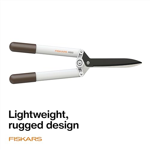 Fiskars 21" PowerLever Hedge Shears, Lightweight Garden Trimmer, White - style: Hedge Shears