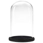 MyGift Bell Jar Glass Cloche Black Wood Base 10 Inch Display Dome - color: Black