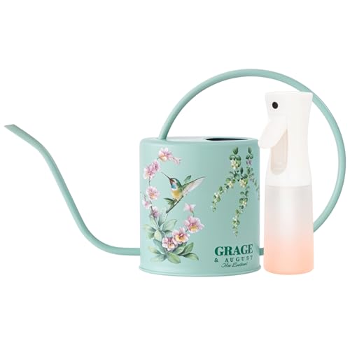 Indoor Watering Can & Mist Spray Bottle Set for Indoor Plants - Decorative - color: Hummingbird Sage