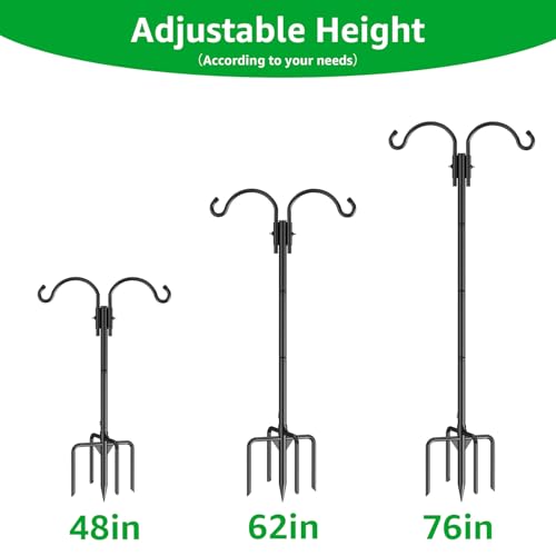 GOFORWILD 2 Pack Adjustable 76inch Double Shepherds Hook for Outdoor - size: 76 Inch