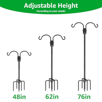 GOFORWILD 2 Pack Adjustable 76inch Double Shepherds Hook for Outdoor - size: 76 Inch