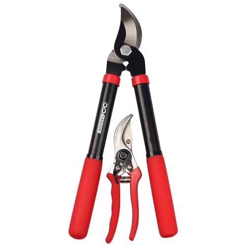 D&D Garden: Bypass 2-Piece Combo Set - 8" Pruner & 15" Lopper - Gardening Cutting & Trimming Tools, Comfort Grips, Heat Treated Blades, Yard Work