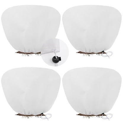 4 Pack Shrub Plant Covers Freeze Protection for Winter, 23.6"X39.4", White - size: 4PCS-23.6" X 39.4"-White