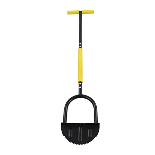 Manual Lawn Edger Tool with Steel Arched, Ultra Wide Pedal Platform, Long T Handle for Trimming with No Bending. 42.5in Half Moon Edger for Clean Borders, Comfortable Grip