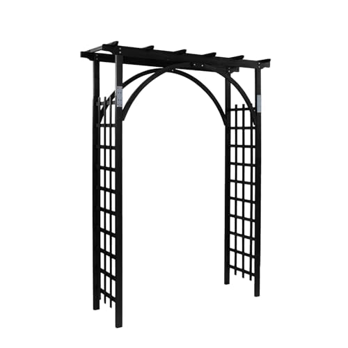 VINGLI 85in Wooden Arbor Garden Arch, Wedding Arch for Ceremony, Wood Trellis for Plant Climbing, Christmas Decor Pergola for Garden Backyard, Lawn (Black) - color: Black