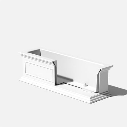 Veradek Brixton Series Window Box Planter - Rectangular Outdoor Planter - color: White, size: 11"H x 11"W x 36"L - 2 Pack