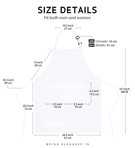 Syntus Apron for Men Women, Adjustable Cooking Kitchen Apron with 2 Pockets - color: Basic White, style: 2 Polyester