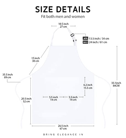 Syntus Apron for Men Women, Adjustable Cooking Kitchen Apron with 2 Pockets - color: Basic White, style: 2 Polyester