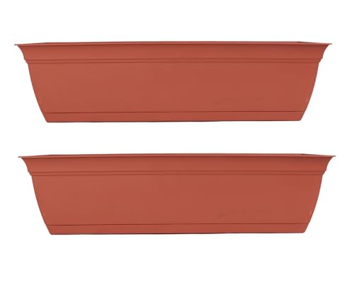 The HC Companies Eclipse Window Planter Box, 24 Inch, Clay, 2-Pack - color: Clay, size: 24" (Pack of 2)