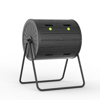 Vixzen Compost Tumbler Outdoor,38 Gallon Dual Chamber Compost Bin,Easy-Turn,Lockable Inlet,Rotating Compost Bin for Garden, Kitchen, and Yard Waste,Black - color: Black