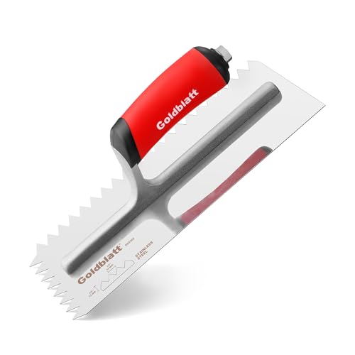 Goldblatt 1/2'' x 1/2'' V-Notch Tile Trowel, 11'' x 4.5'' - size: V 1/2 x 1/2