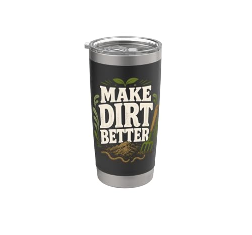 Make Dirt Better Composting Soil Builder Compost Stainless Steel Insulated Tumbler - color: Black