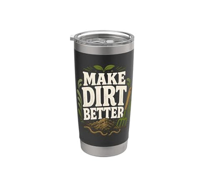 Make Dirt Better Composting Soil Builder Compost Stainless Steel Insulated Tumbler - color: Black