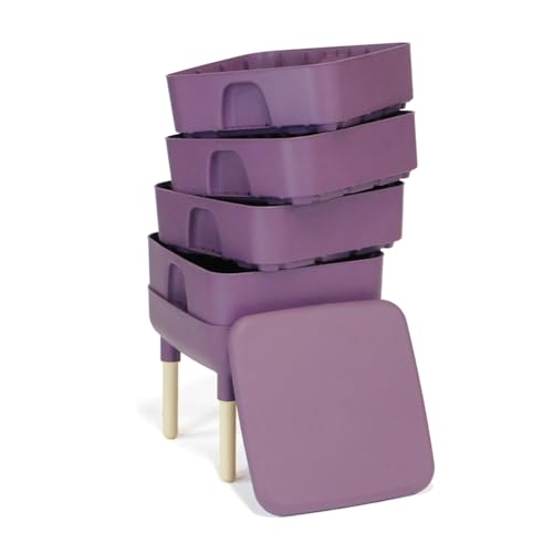 FCMP Outdoor - The Essential Living Composter, 4-Tray Worm Vermicomposter Bin, Plum - color: Plum