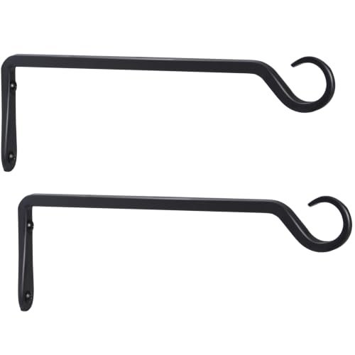 10 inch Plant Hanger, Sturdy Hanging Plant Bracket Outdoor, Hanging Plant Wall Hook Heavy Duty, for Hanging Bird Feeders, Planters, Lanterns, Wind Chimes, Indoor/Outdoor Use, Black, Set of 2 - color: Black, size: 10in-2-Black