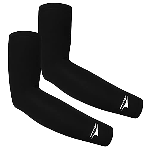 Achiou Volleyball Arm Sleeves for Women, Cooling Ice Silk Sun Sleeves Youth - color: 2 Pairs: Black