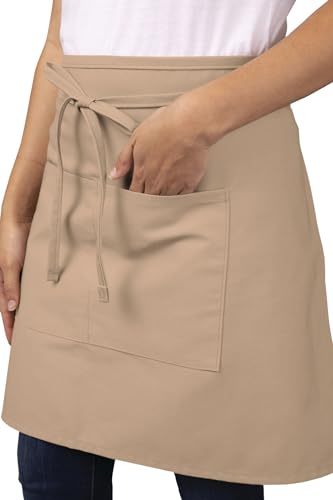 Chef Works Unisex Half Bistro Server Apron - color: Khaki, 1 Pack