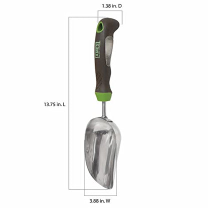 AMES 2445400 Stainless Steel Hand Soil Scoop with Ergo Gel Grip, 13-Inch, Gray - size: 13-Inch, style: Hand Transplanter