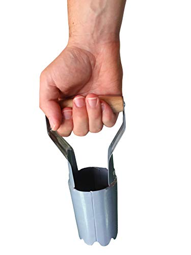 Garden Guru Steel Bulb Planter Tool for Planting Bulbs - High Carbon Steel & Comfortable Wood Carved Handle - Depth Marker for Consistent Planting Flowers Tulips, Daffodils, Dahlias