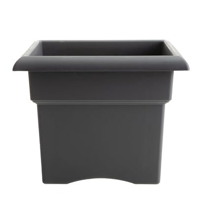 Bloem Veranda 14" Plastic Square Planter Box, Charcoal, 2-Pack - color: Charcoal, size: 14" (Pack of 2)