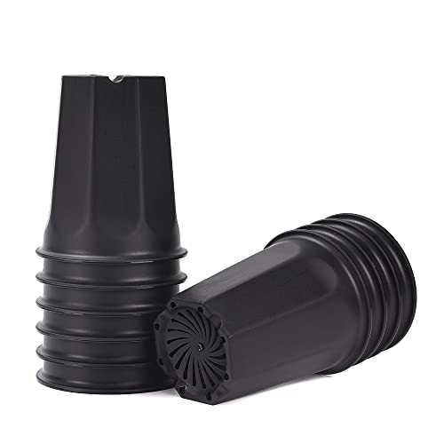 10 Pack 5.30 Inch Black Plastic Deep Nursery and Seedling Pots, Round Planter Container for Transplanting, Cutting, Succulent - color: Black, size: 5.30 inch