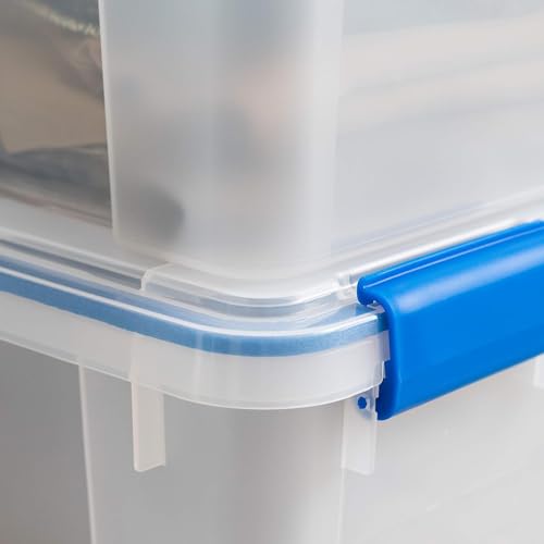 IRIS USA 3-Pack 60 Qt Storage Bins with Gasket Lids, Clear/Blue - size: 60 Qt. - 3 Pack