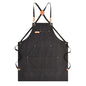 Aoomzoon Canvas Aprons for Men Women, Heavy Duty BBQ Apron with Pockets - color: Black②