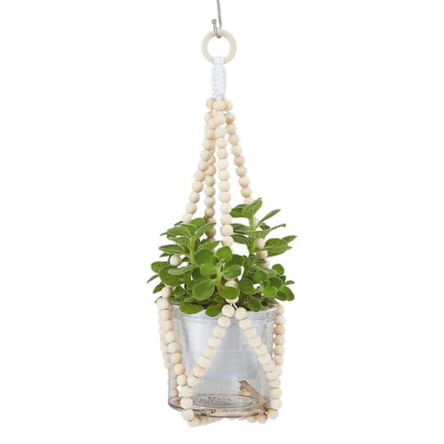 SUPERFINDINGS Beaded Plant Hanger Wood Beads Pot Holder for Boho Farmhouse