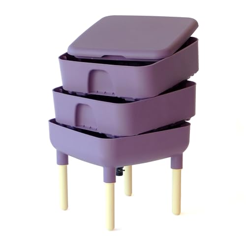 FCMP Outdoor - The Essential Living Composter, 2-Tray Worm Vermicomposter Bin (HF-LC4000v2-PUR) Plum - color: Plum