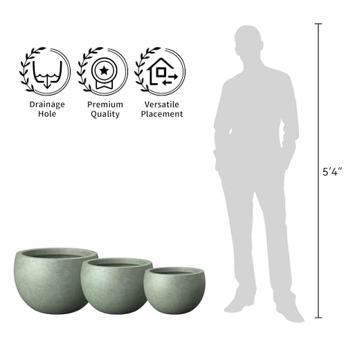 Kante Large Round Bowl Mint Green Concrete Planter 19.9" Dia, Outdoor - color: Mint Green, size: 19.9" d