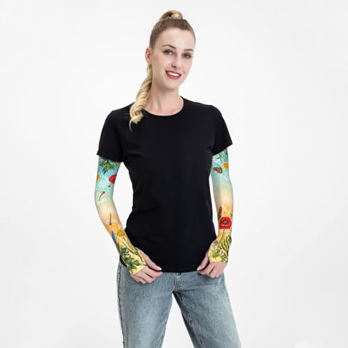 Women Sun Protection Thorn Proof Cooling Sleeves Sports Outdoors - color: Black1