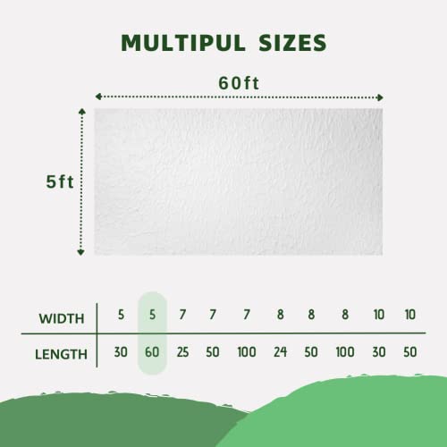 Plant Freeze Protection Cover, 5x60 FT Floating Row Cover - size: 5x60ft