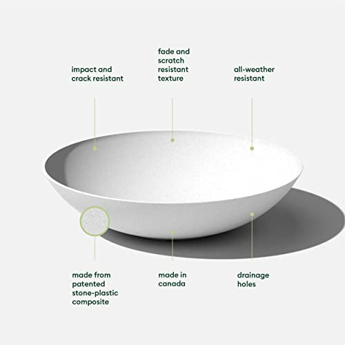 Veradek Mason Series Lane Bowl - Large Outdoor Bowl Planter - color: White, size: 8"H x 32"DIA