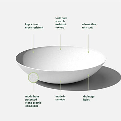 Veradek Mason Series Lane Bowl - Large Outdoor Bowl Planter - color: White, size: 8"H x 32"DIA