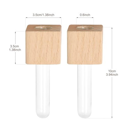 Magnetic Test Tube Flower Vases for Refrigerator, Set of 2 - color: 2 Pcs Wood