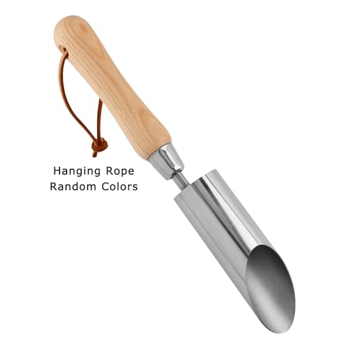 Bulb Planter Tool, 11 Inch Stainless Steel Bulb Planter with Wooden Handle