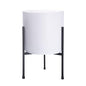 D'vine Dev Cylinder Planter Pot with Metal Stand, White, 8 in, 96-T-A-1 - color: White, size: Small 8 Inch