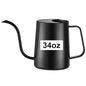 Small Watering Can for Indoor Plants, 34 oz Stainless Steel, Black - size: 34oz