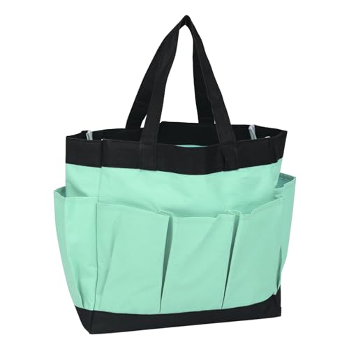 HARFINGTON Garden Tool Bag 11.2" x 5" x 11" Large Oxford Waterproof with Pockets Garden Tote Bag Gardening Plant Tool Organizer Storage Carrier Store for Outdoor Women Men, Light Green - color: Light Green