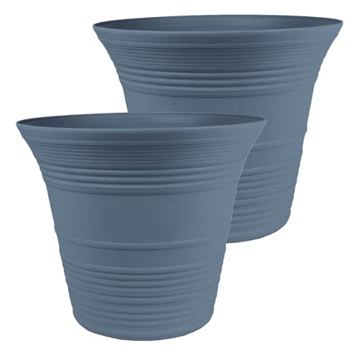 The HC Companies Sedona Self-Watering Planter Pot, 14 Inch, 2-Pack - color: Slate Blue, size: 14", style: Pack of 2
