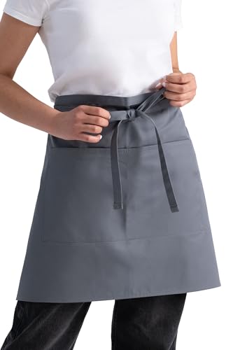 Chef Works Unisex Half Bistro Server Apron - color: Gray, 1 Pack