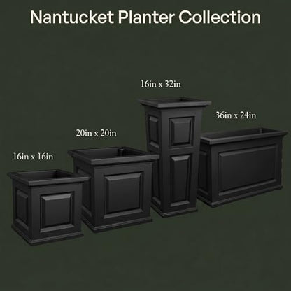 Mayne Nantucket 20in Self-Watering Square Planter, Black - color: Black