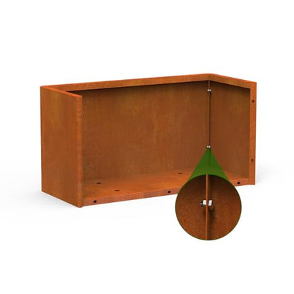 Cor ten Steel Planter Box 25x11x13 Inch, Pre-Rusted Metal Planter for Patio - size: 25X11X13in Rustic