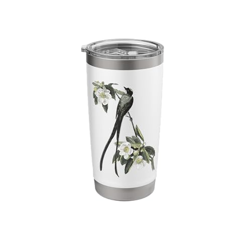 Fork Tailed Flycatcher Scissortail Garden Flower Bird Lover Stainless Steel Insulated Tumbler - color: White