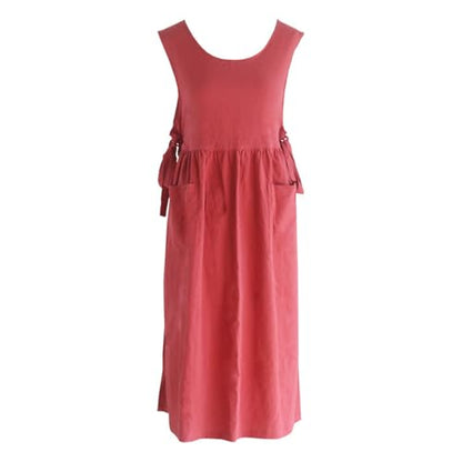 Nanxson Cotton Apron Women Split Plus Size Bib with Pockets - color: Red