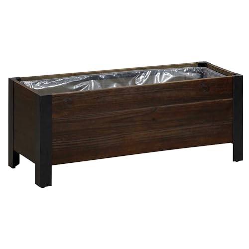 Grapevine Urban Garden Low-Profile Planter, FSC Recycled Wood, Rectangular, 37IN x 12.6IN, Cocoa Brown