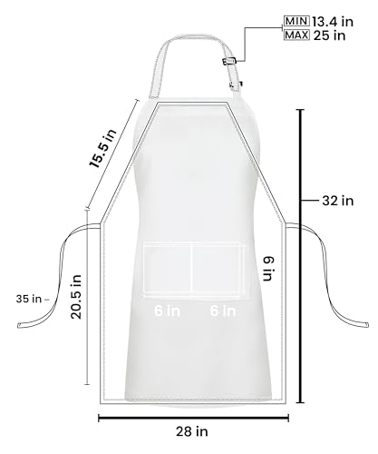 Utopia Kitchen Bib Aprons 10 Pack Adjustable With 2 Pockets - color: White