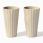 Veradek Column Series Tall Planter - Tapered Outdoor Planter with Shelf - color: Sand, style: Wide Groove - 2 Pack